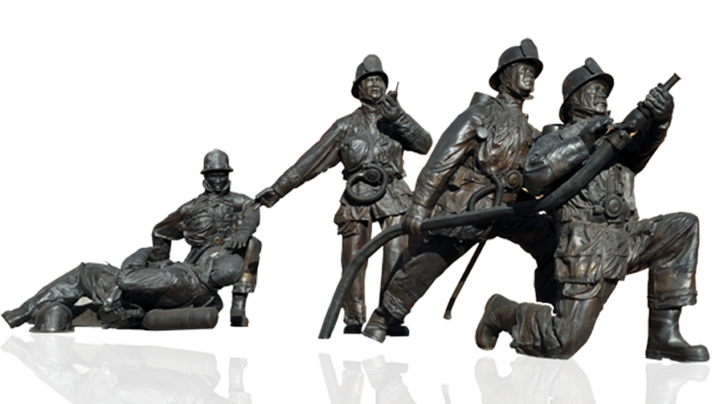 Bronze firefighter sculpture at the LAFD Museum